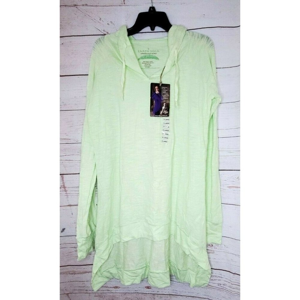 Earth Yoga Slub Drop Tail Sustainable Organic Cotton Bamboo Rayon Spandex Hoody